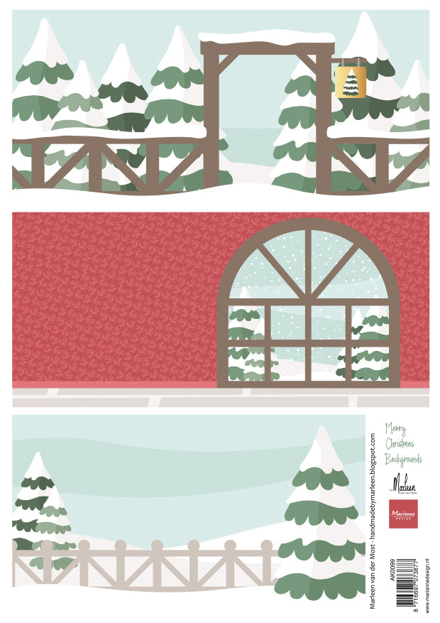Marianne Design A4 Cutting Sheet - Merry Christmas Backgrounds