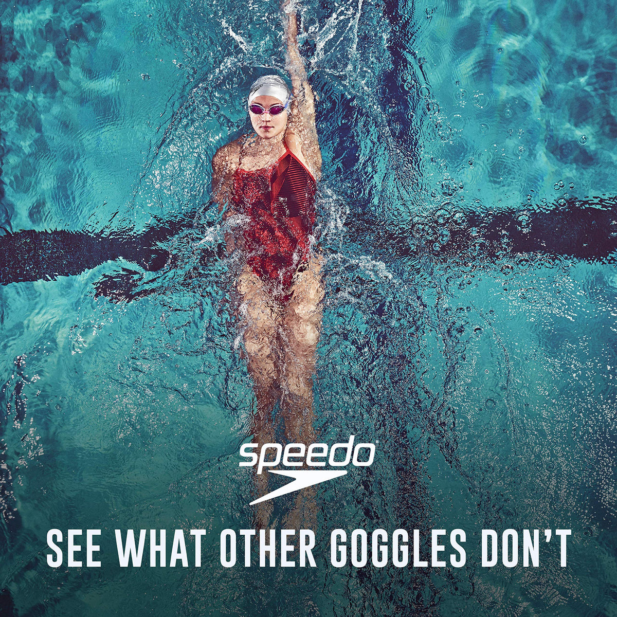 Speedo Vanquisher 2.0 Mirrored Swim Goggles, Horizon Blue, One Size