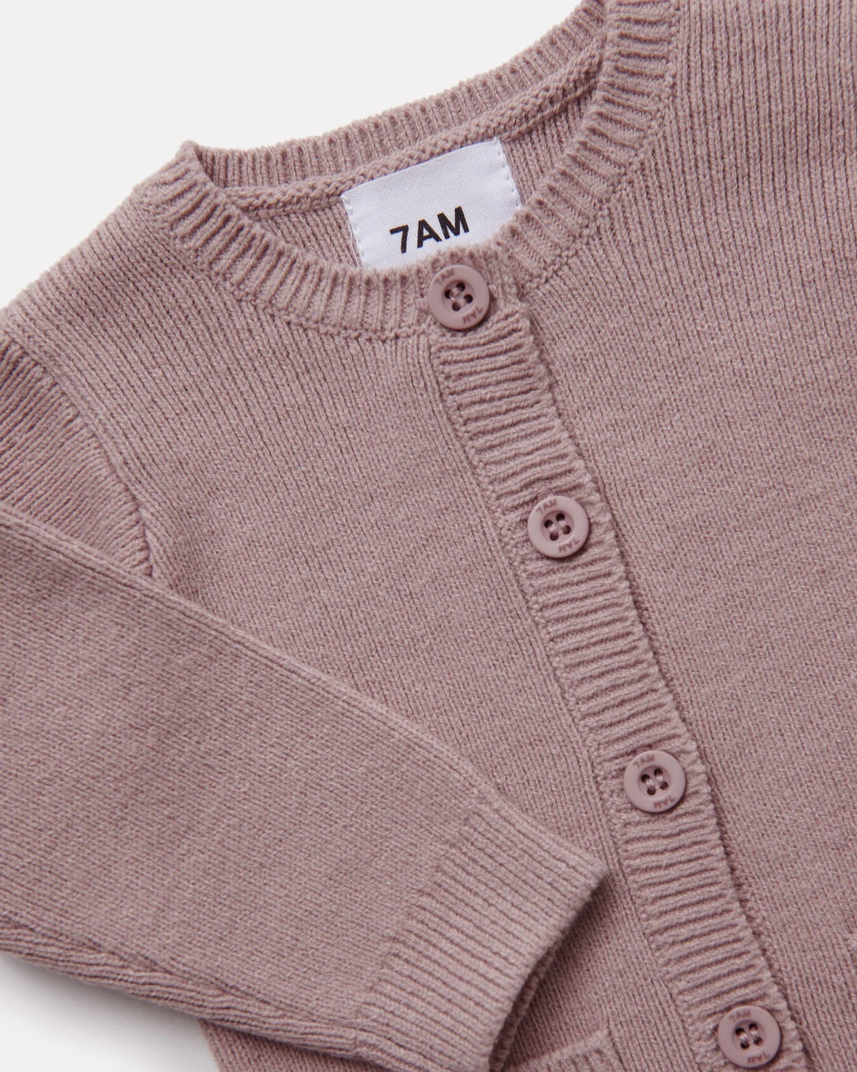 7AM Chunky Long Sleeve Ribbed Jumpsuit, Rose Ash