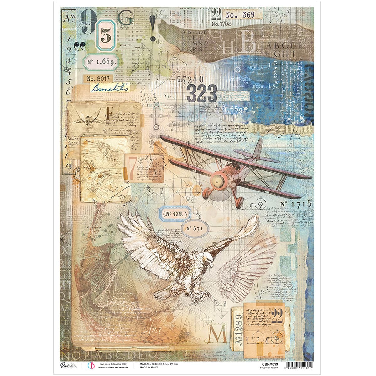 Ciao Bella Rice Paper A3 Study Of Flight - 3 Sheets