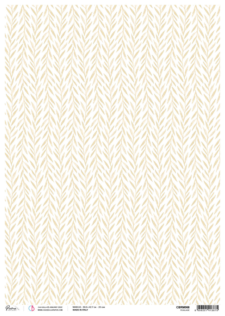 Ciao Bella Rice Paper A3 Piuma Feuillage - 3 Sheets