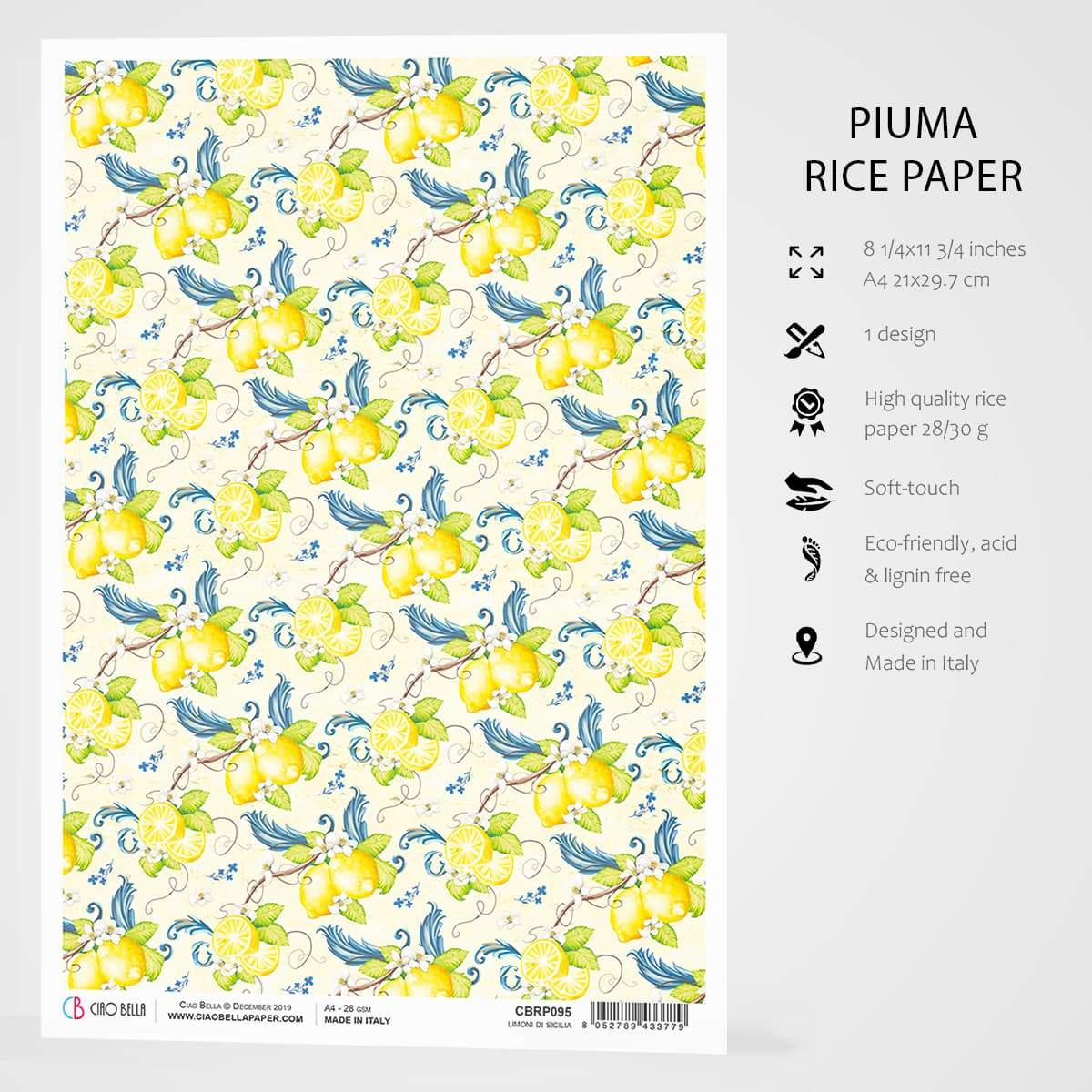 Ciao Bella Rice Paper A4 Limoni di Sicilia