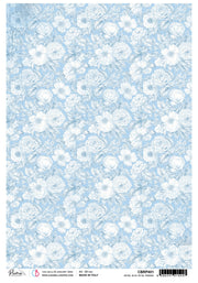 Rice Paper A4 Piuma Royal Blue Petal Parade - 5 Sheets