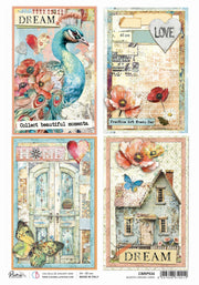 Rice Paper A4 Majestic Dreams cards - 5 Sheets