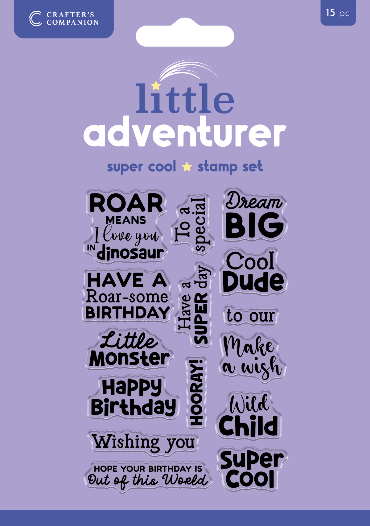 Crafters Companion Clear Acrylic Stamp Set - Super Cool Sentiments