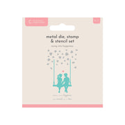 Crafters Companion Metal Die, Stamp & Stencil Set - Swing into Happiness