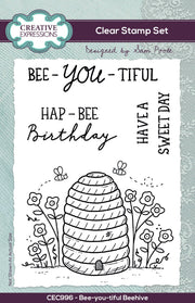 Creative Expressions Sam Poole Bee-you-tiful Beehive 6 in x 4 in Clear Stamp Set