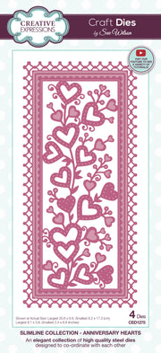 Creative Expressions Sue Wilson Slimline Anniversary Hearts Craft Die
