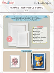 CrafTreat 3D Fold Shapes - Frames White - Rectangle Combo 4pcs