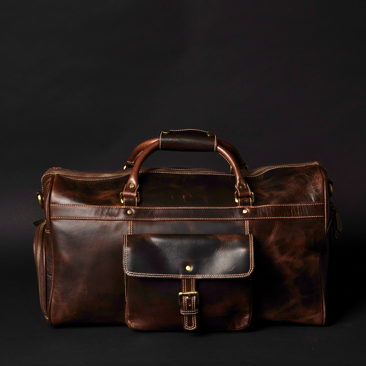 NAB Leather The Voyager Distressed Leather Duffle Bag, Brown