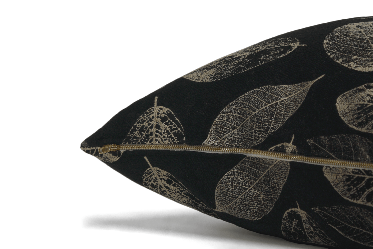 Canadian Down & Feather Black Leaf Cushion Cover