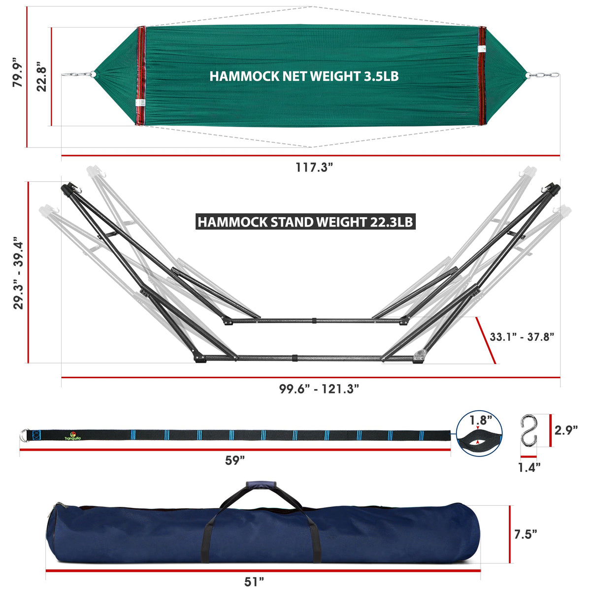 Tranquillo Comfort Set Hammock with Stand