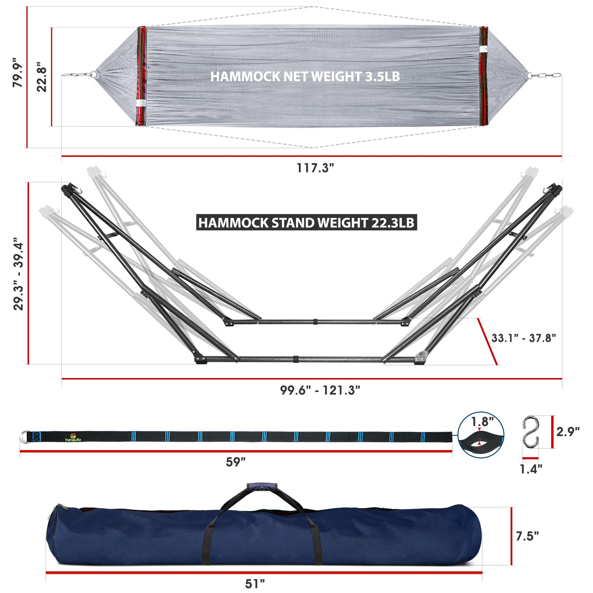 Tranquillo Comfort Set Hammock with Stand