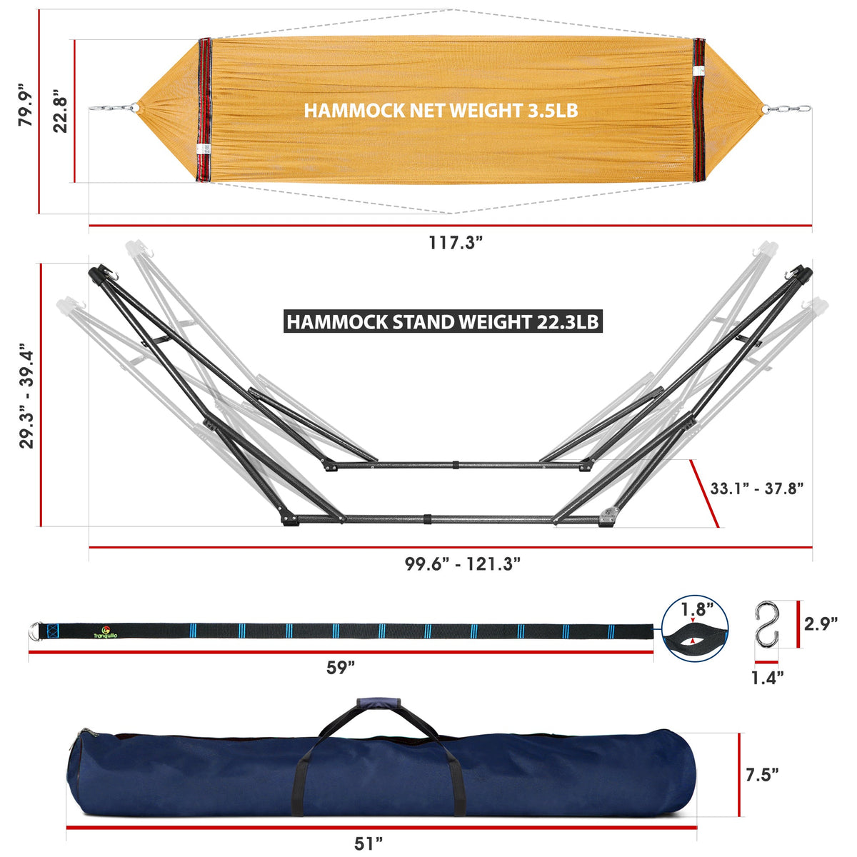 Tranquillo Comfort Set Hammock with Stand