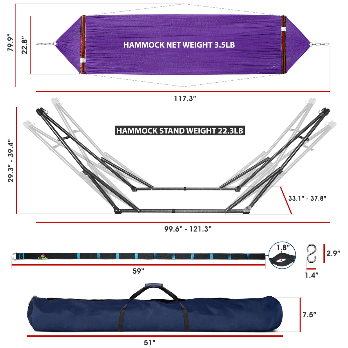 Tranquillo Comfort Set Hammock with Stand