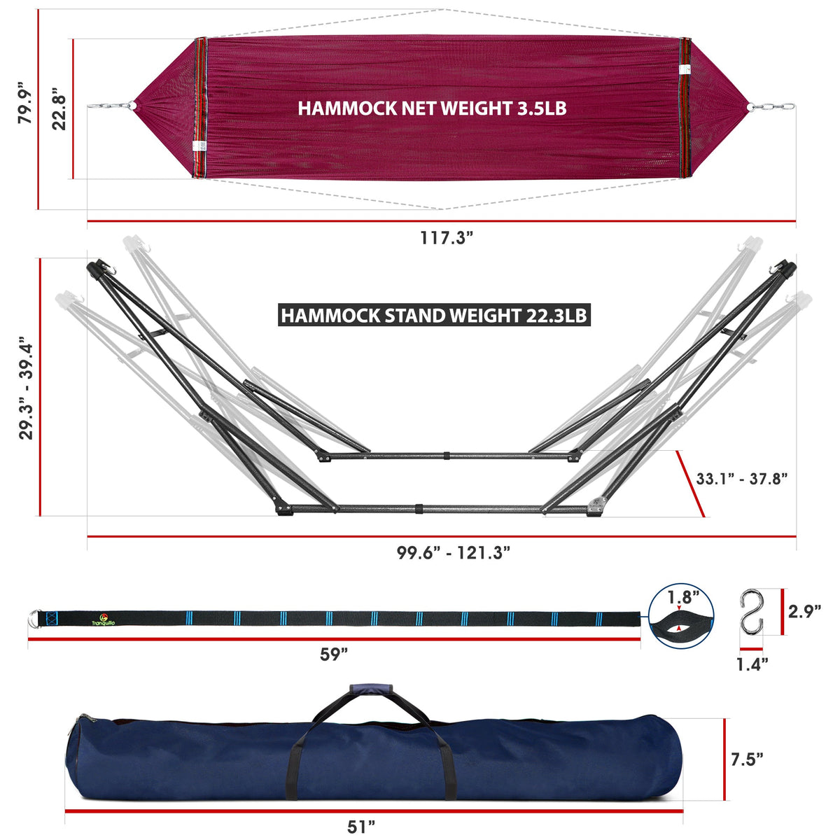 Tranquillo Comfort Set Hammock with Stand