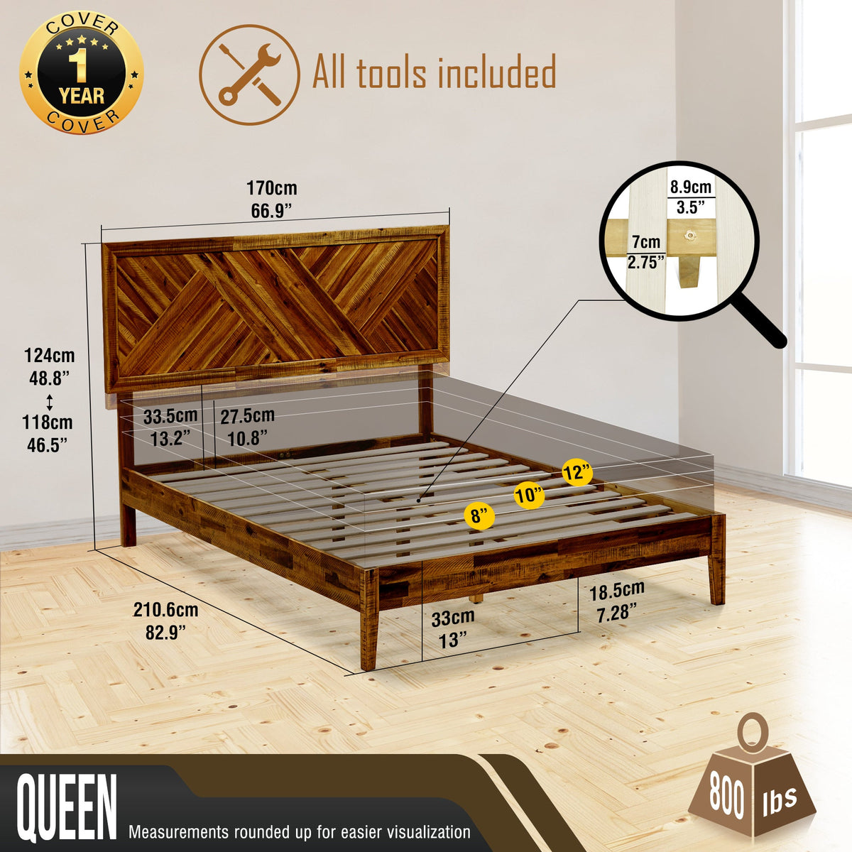 Sierra Deluxe Solid Acacia Wood Bed Frame