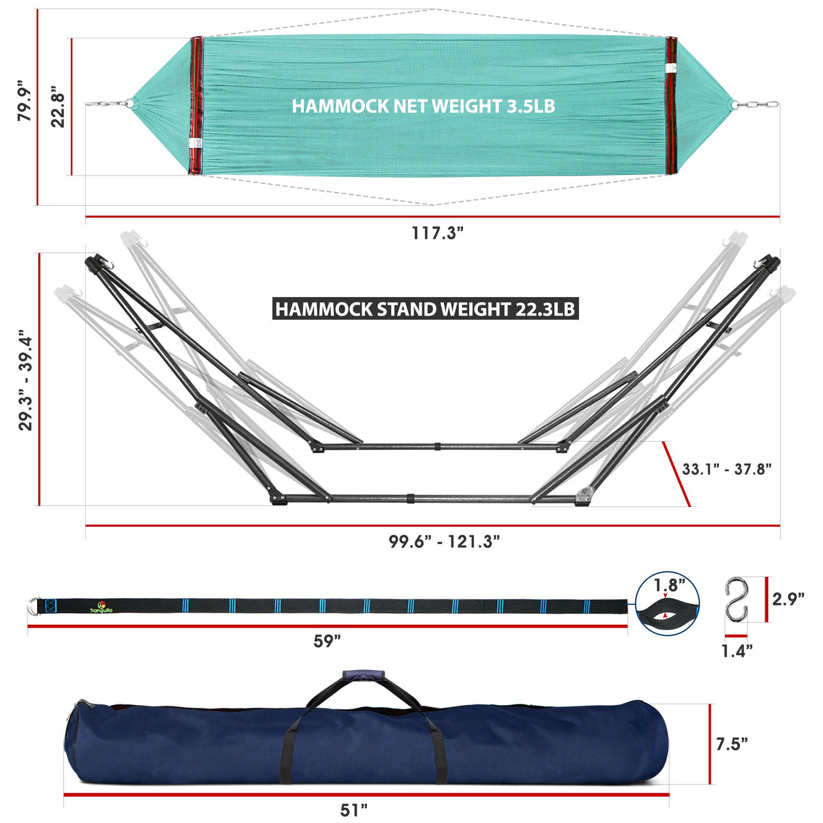 Tranquillo Comfort Set Hammock with Stand