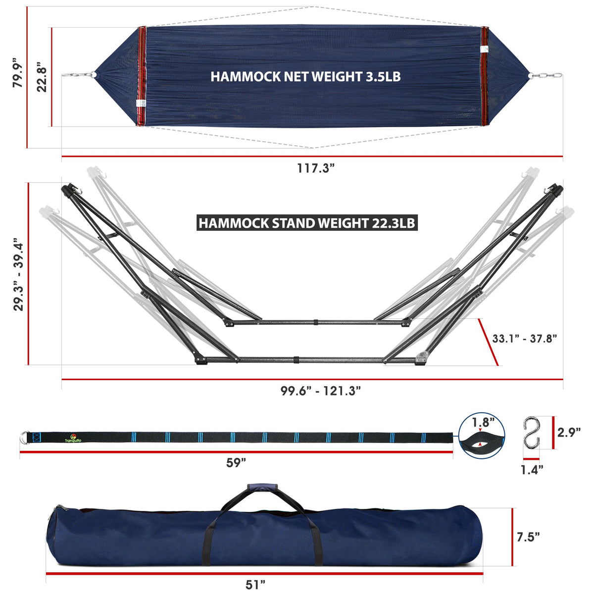 Tranquillo Comfort Set Hammock with Stand