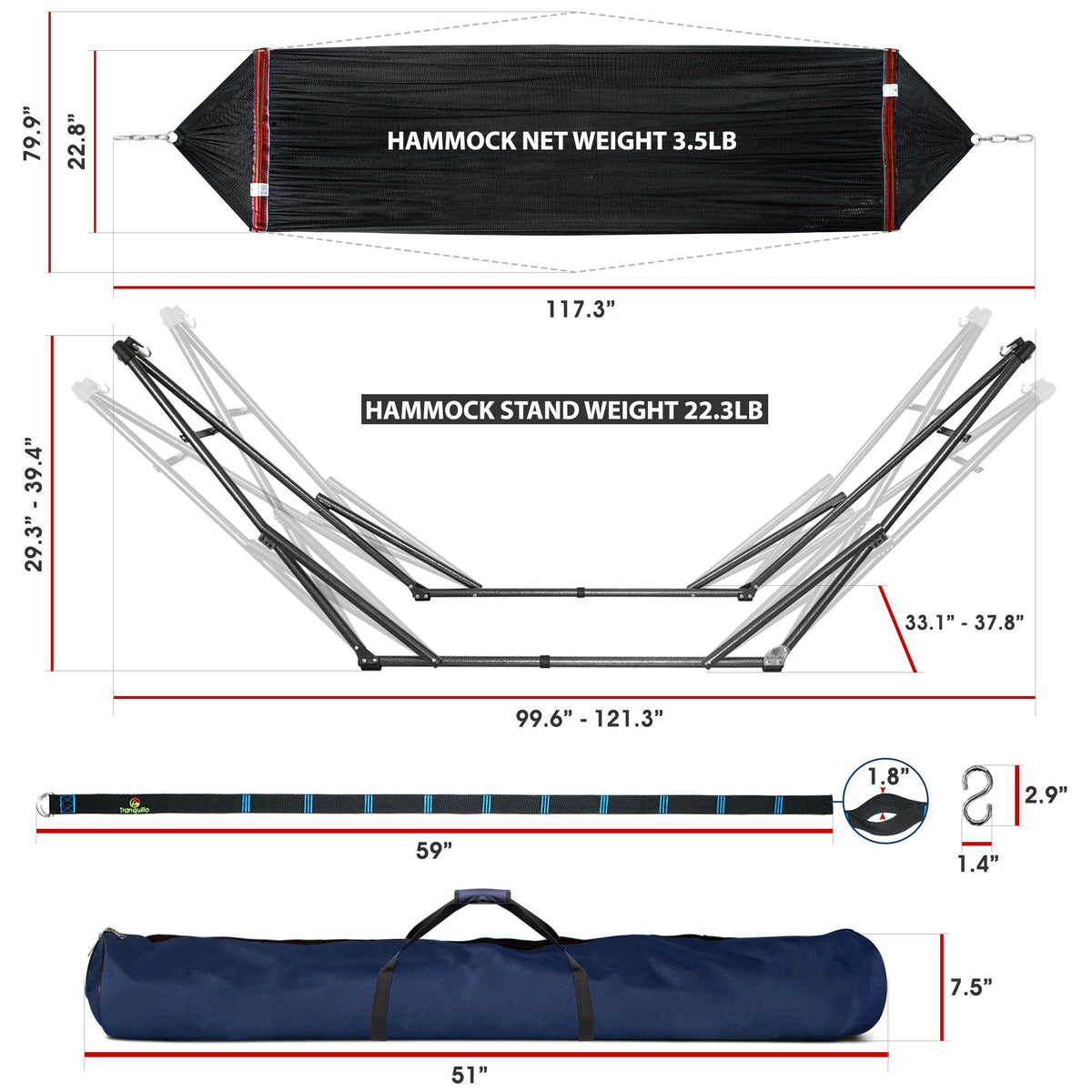 Tranquillo Comfort Set Hammock with Stand