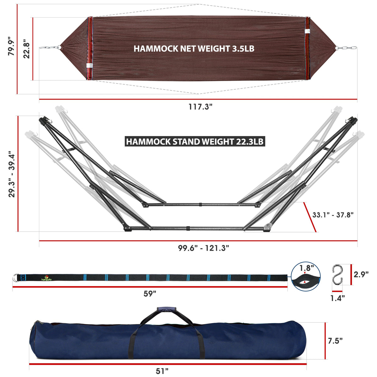 Tranquillo Comfort Set Hammock with Stand