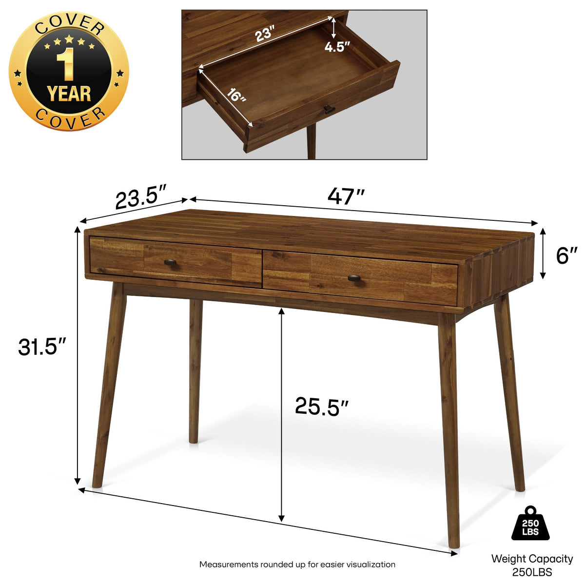 Lagom 48 in Solid Acacia Wood Desk