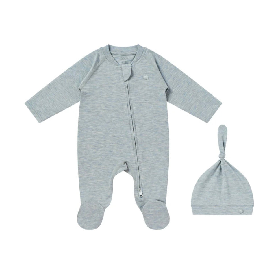 Nest Designs Bamboo Cotton 2-Piece Romper Gift Set, Grey Dawn
