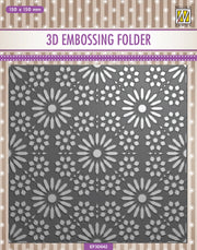 Nellie's Choice 3D Embossing Folder - Square Frame - Flower Pattern