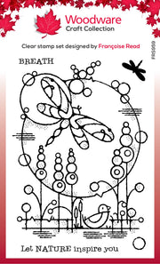 Woodware Clear Singles Dragonfly Pond 4 in x 6 in Stamp