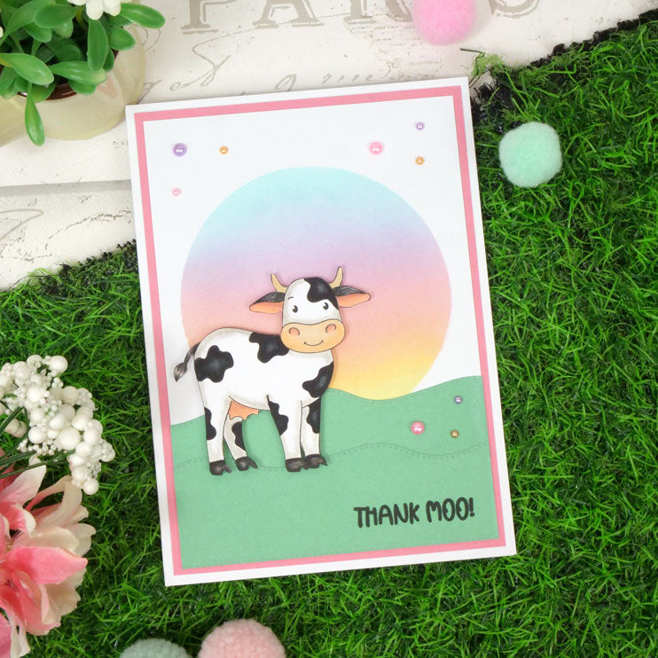 For the Love of Stamps - Cheery Cow & Chickens