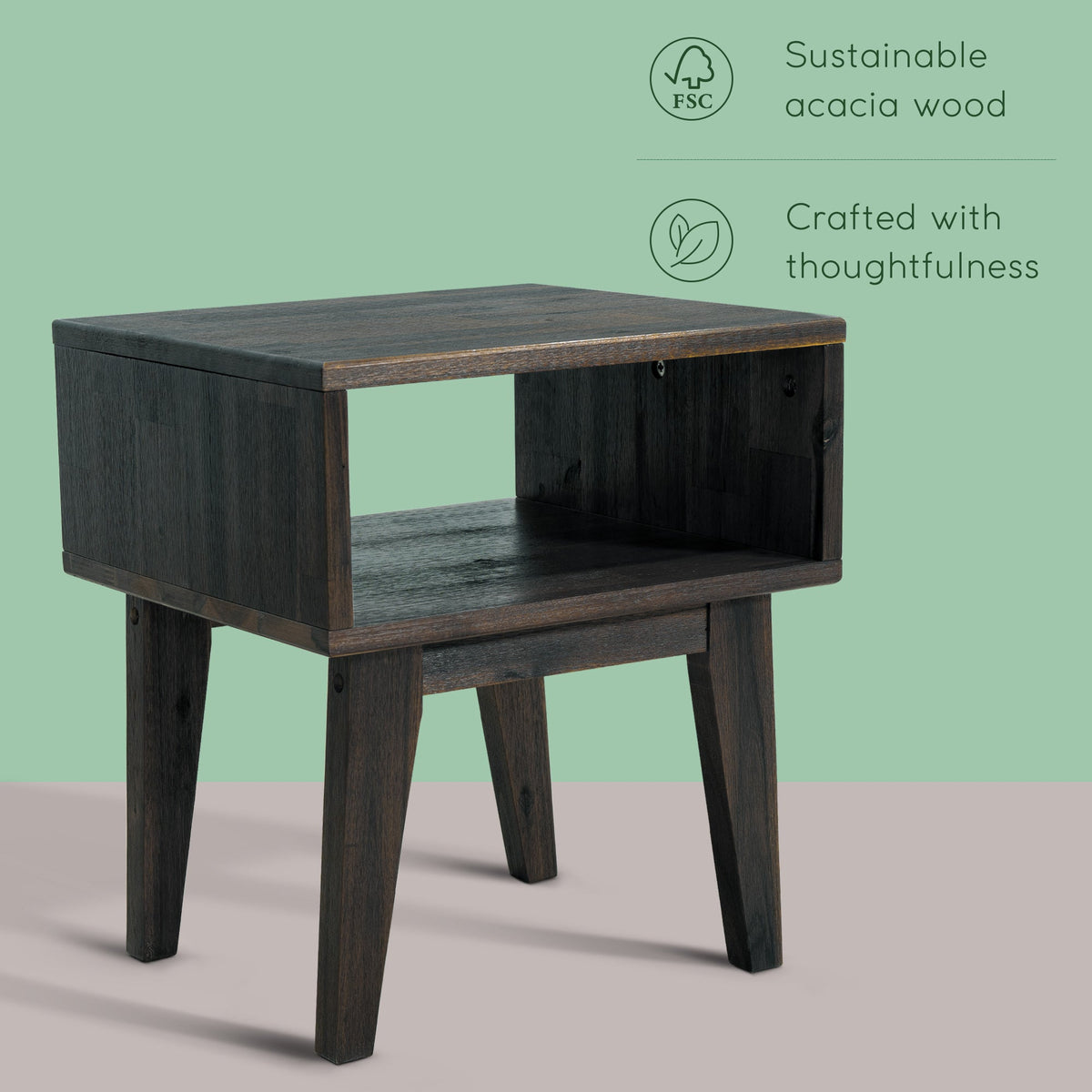 Serena Solid Acacia Wood Nightstand
