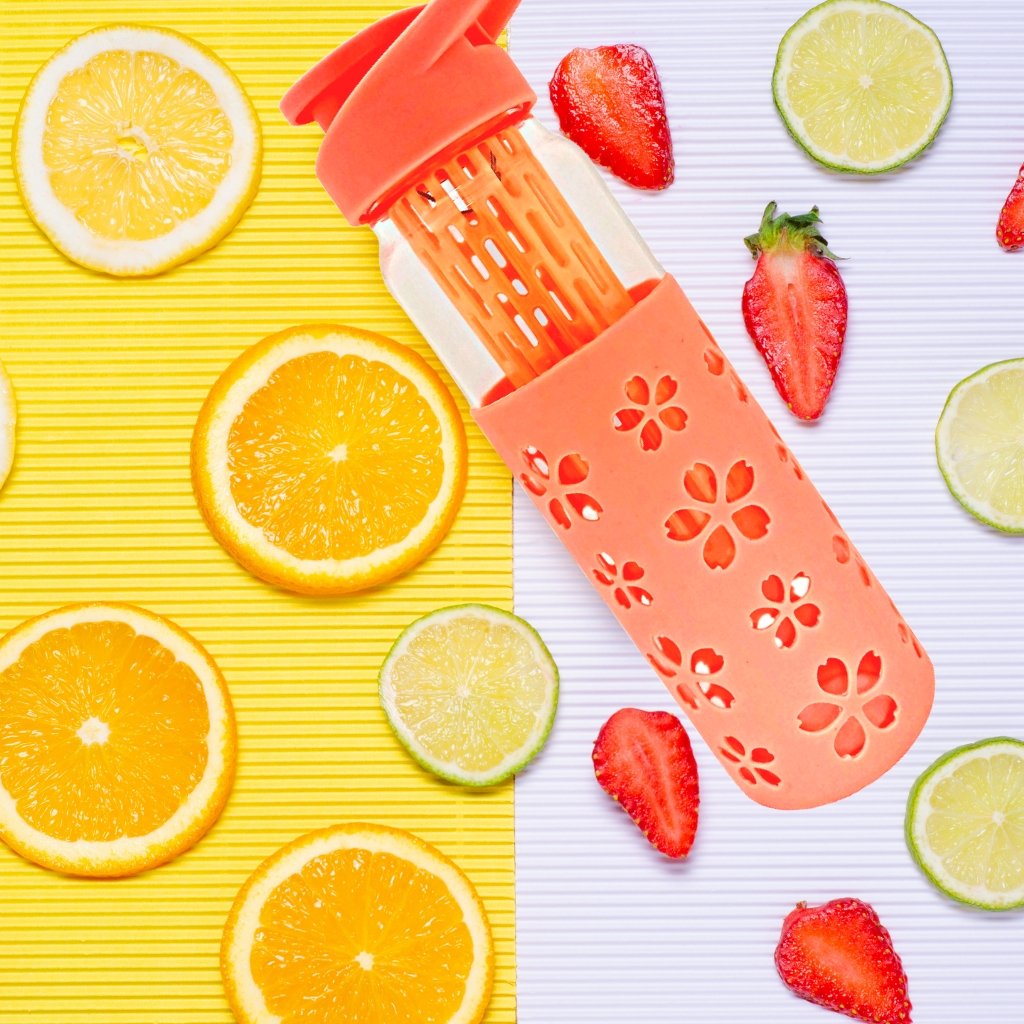 PürAthletics Glass Water Bottle with Infuser, 22 oz