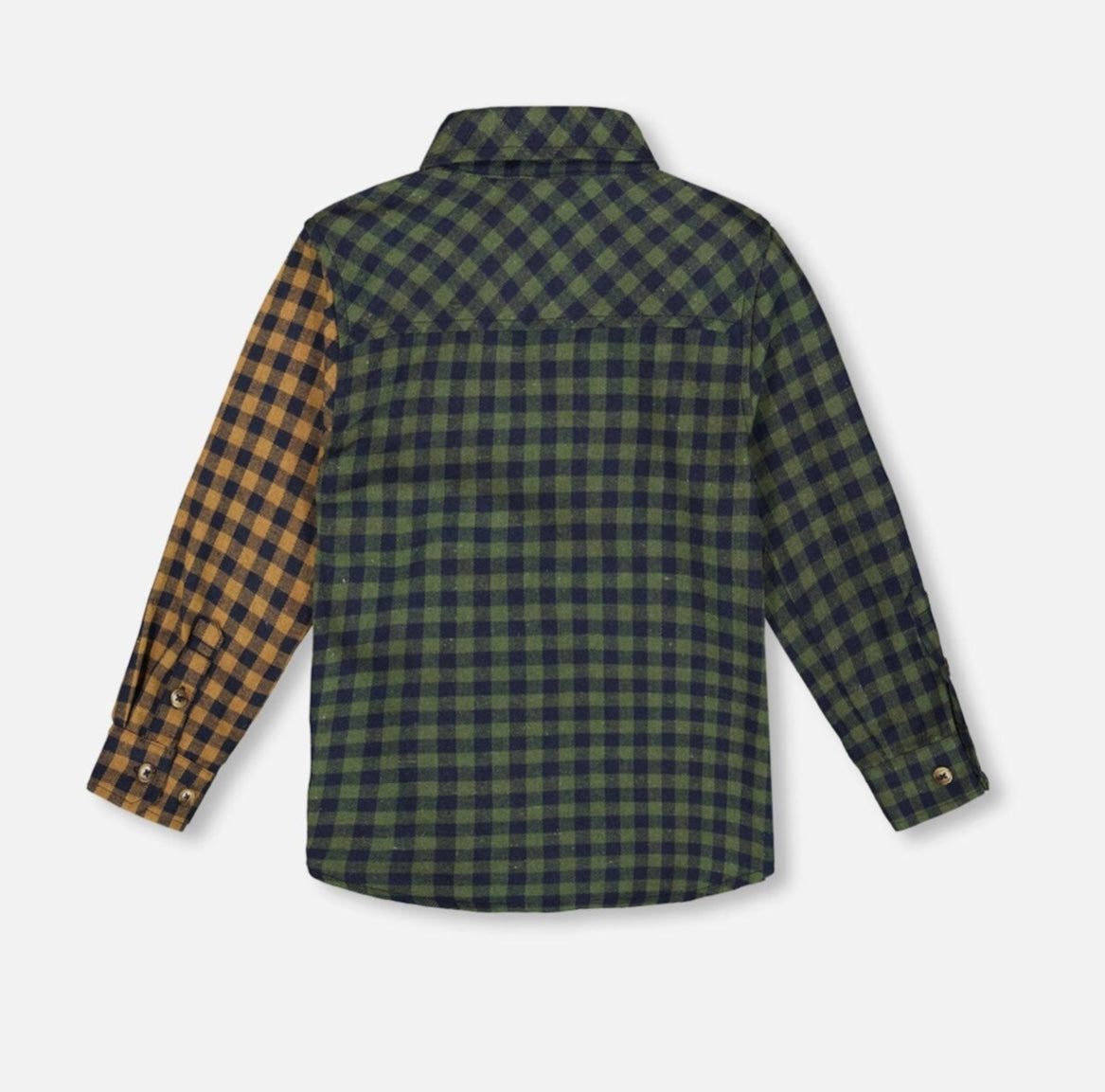 Deux Par Deux Long Sleeve Flannel Shirt, Yellow and Green Plaid