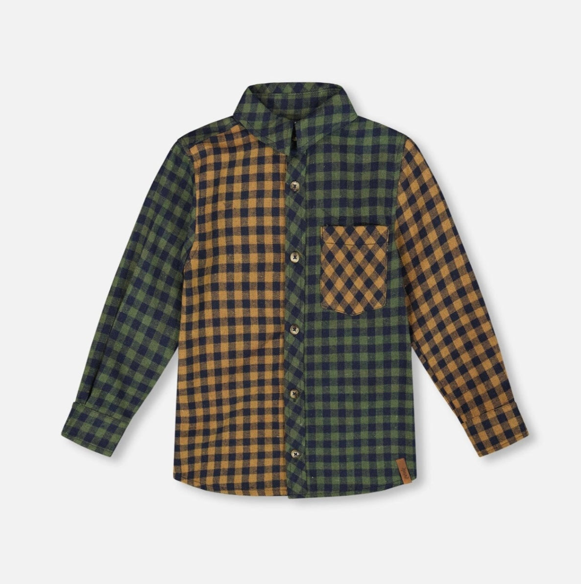 Deux Par Deux Long Sleeve Flannel Shirt, Yellow and Green Plaid