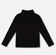 Deux Par Deux Super Soft Ribbed Mock Neck Top, Black