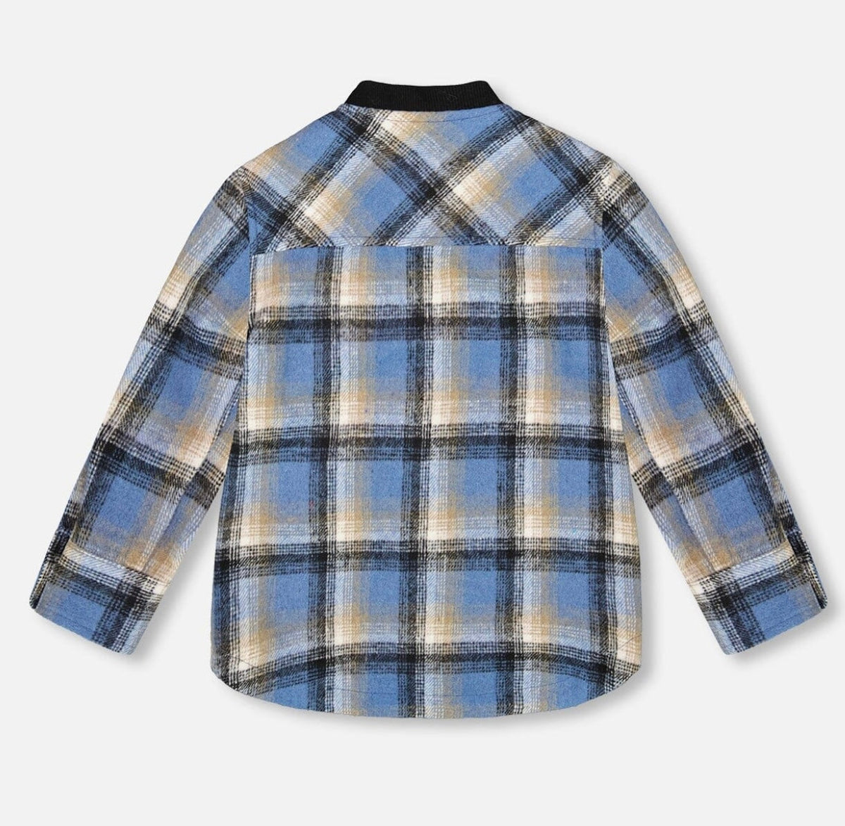 Deux Par Deux Brushed Plaid Shirt, Black and Blue