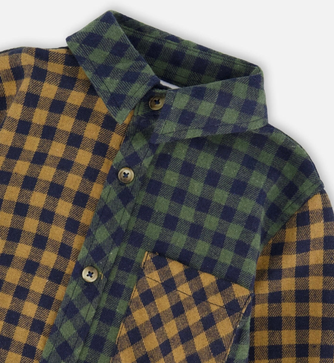 Deux Par Deux Long Sleeve Flannel Shirt, Yellow and Green Plaid