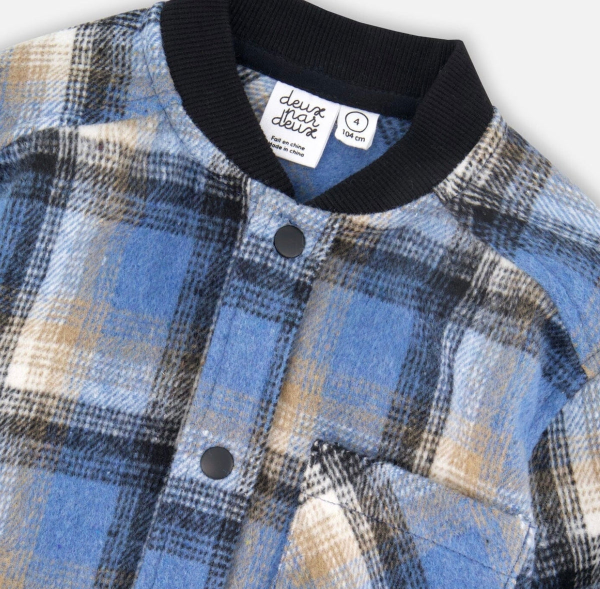 Deux Par Deux Brushed Plaid Shirt, Black and Blue