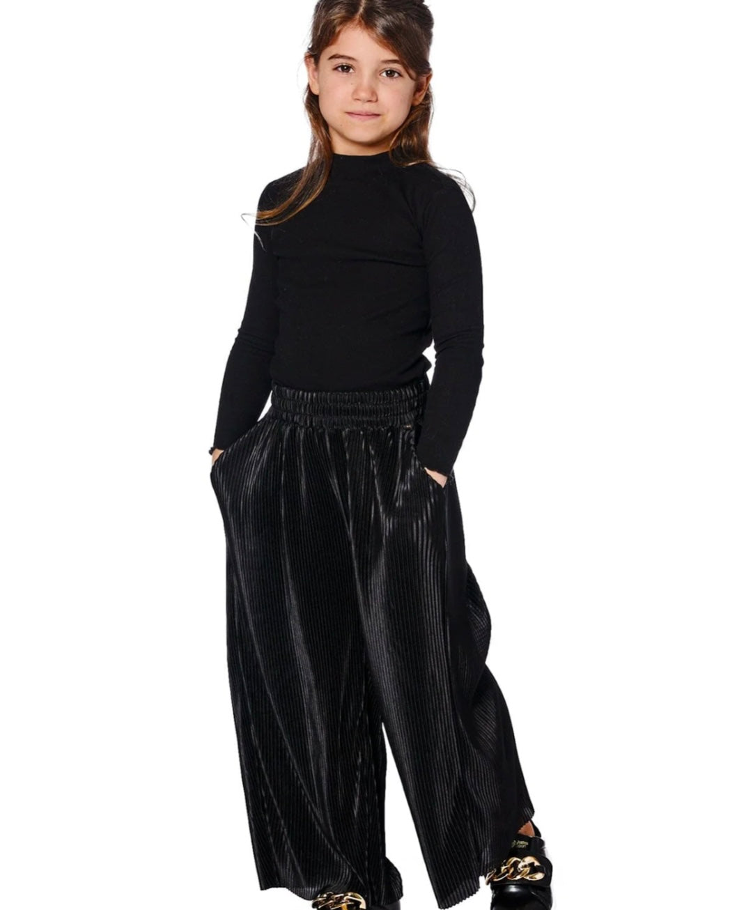 Deux Par Deux Super Soft Ribbed Mock Neck Top, Black
