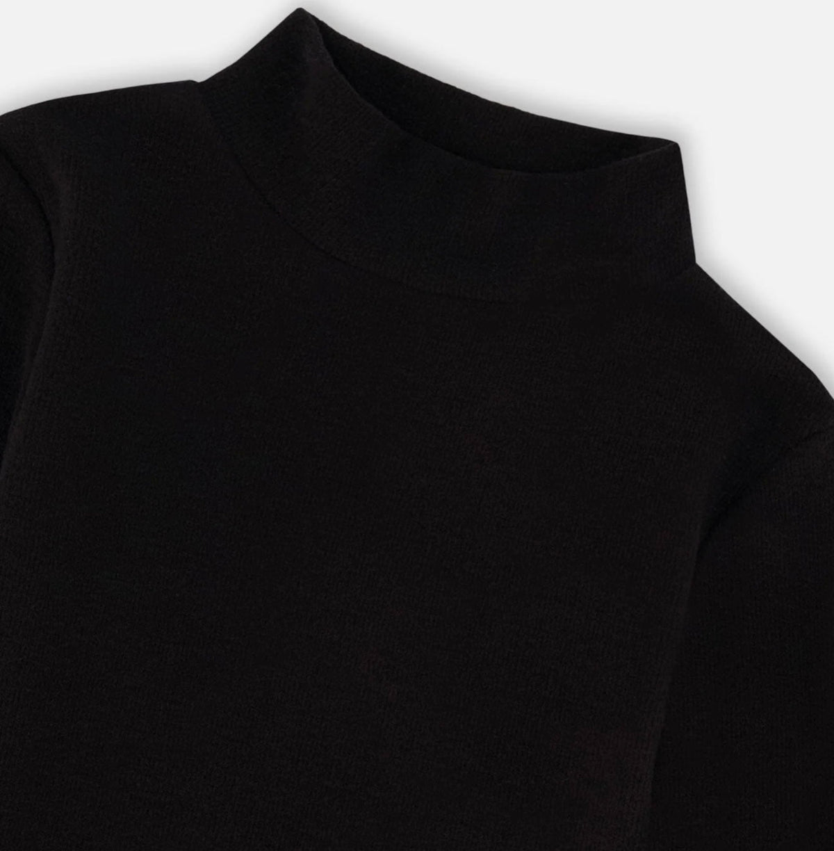 Deux Par Deux Super Soft Ribbed Mock Neck Top, Black