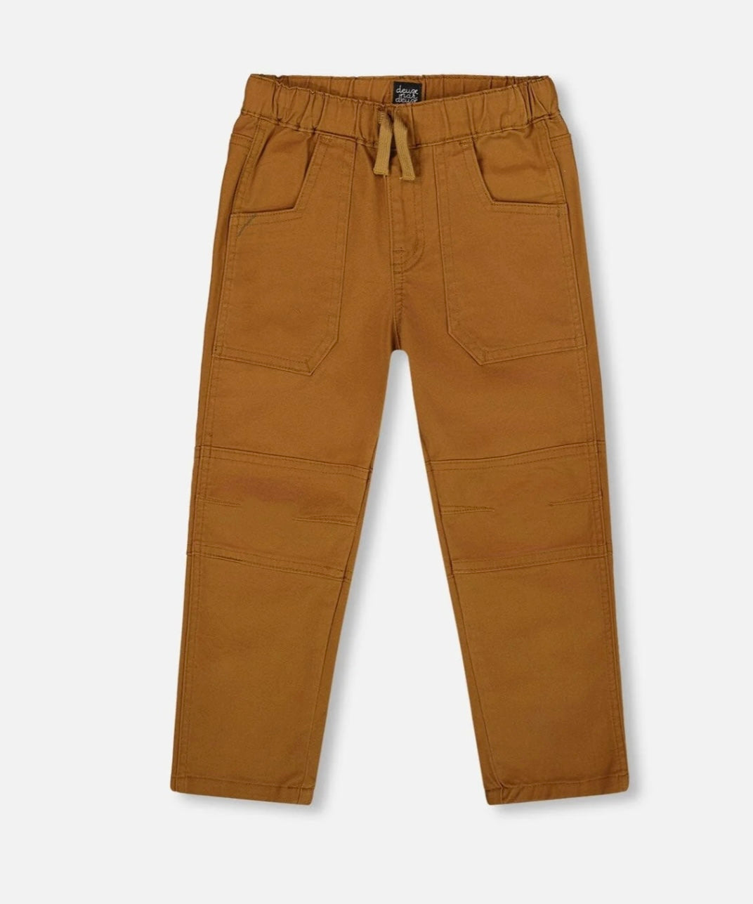 Deux Par Deux Twill Jogger Pants with Patch Pockets, Brown