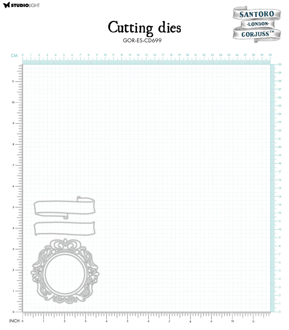 SAN Cutting Dies Scroll & Embellished Frame Gorjuss Essentials 82x129x2mm 4 PC nr.699