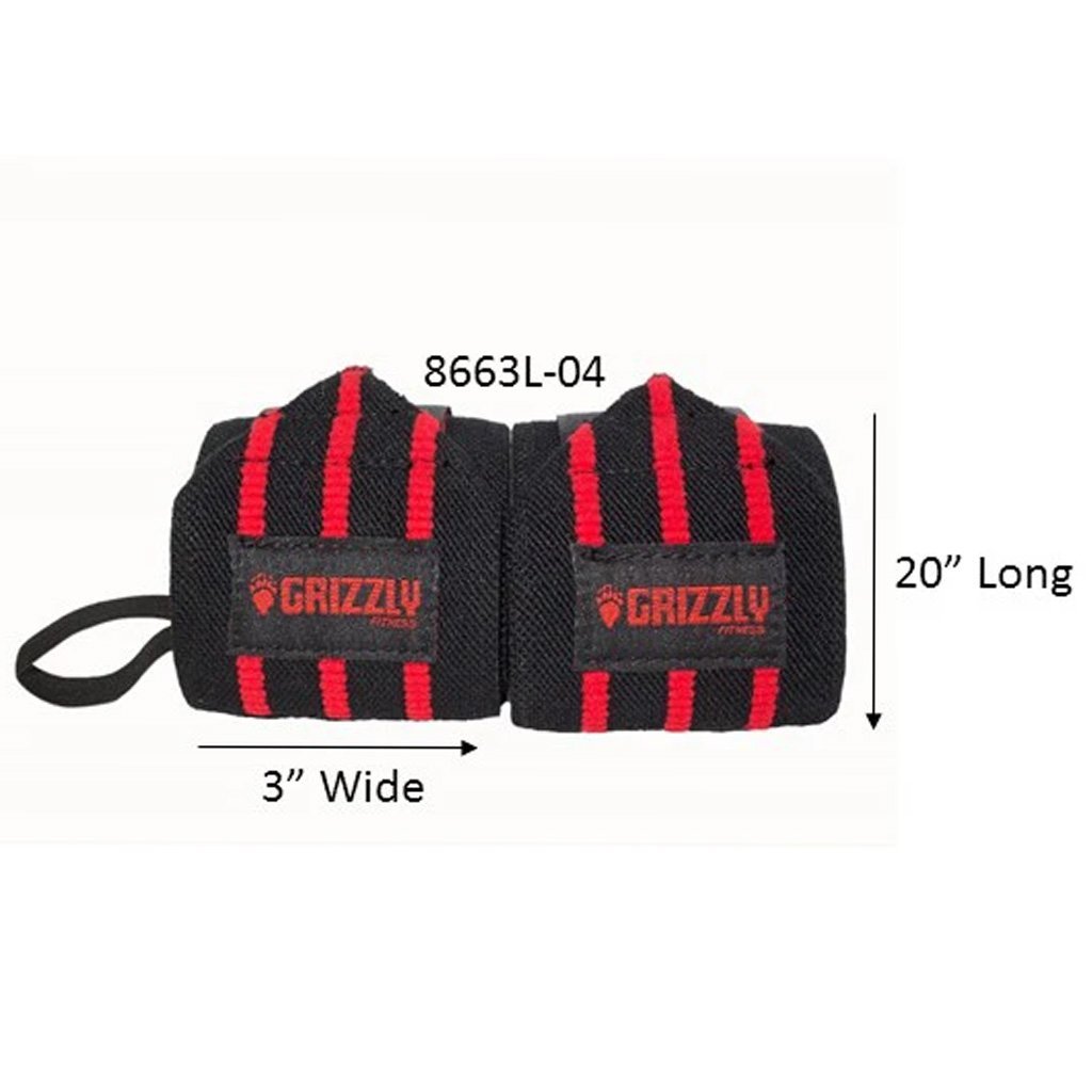 Grizzly Heavy-Duty Red Line Wrist Wraps, 20 in, 8663L
