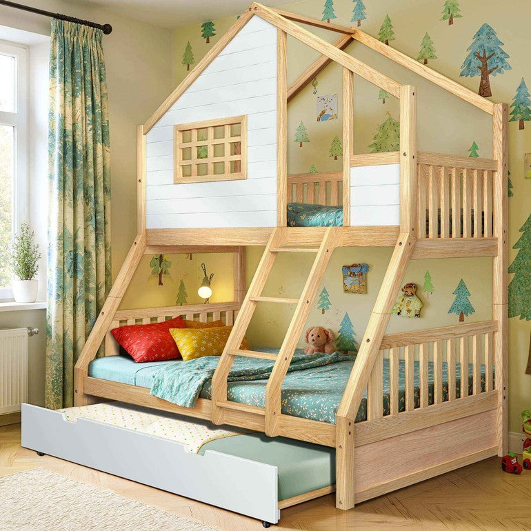 Arozu Treehouse Twin-over-Full Kids' Bunk Bed with Trundle