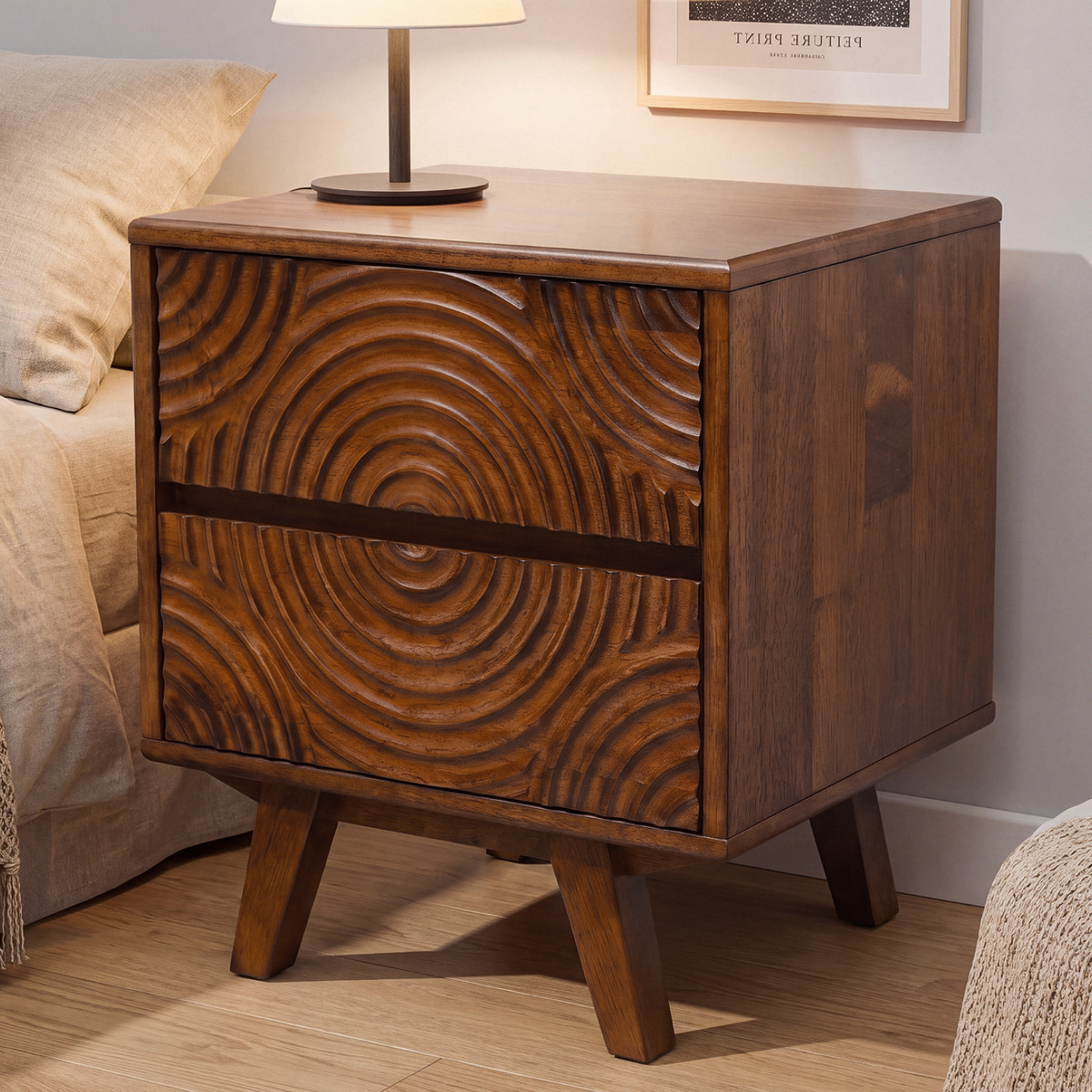 Harmony Solid Rubber Wood Nightstand