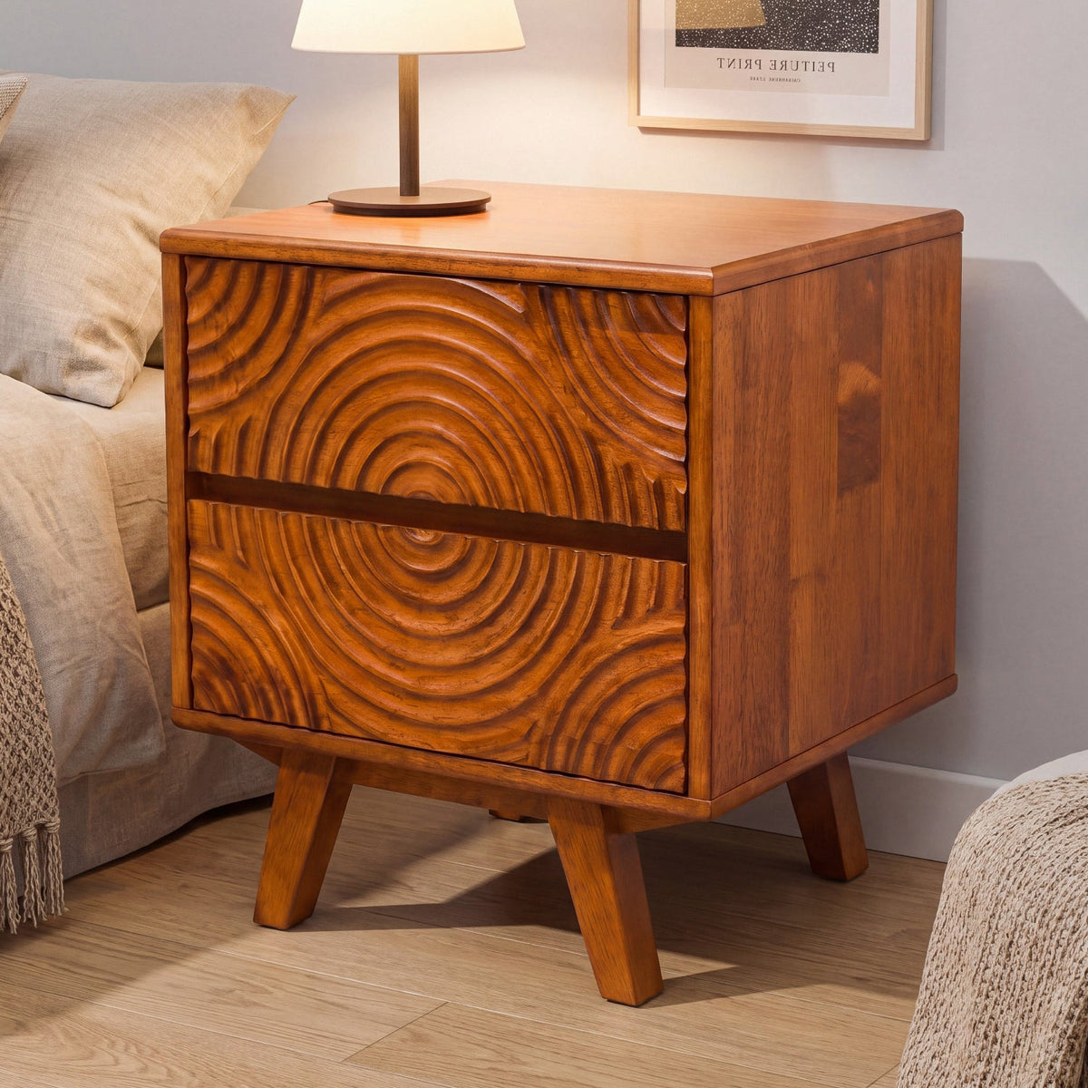 Harmony Solid Rubber Wood Nightstand