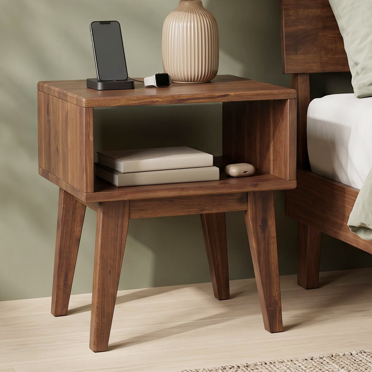 Serena Solid Acacia Wood Nightstand