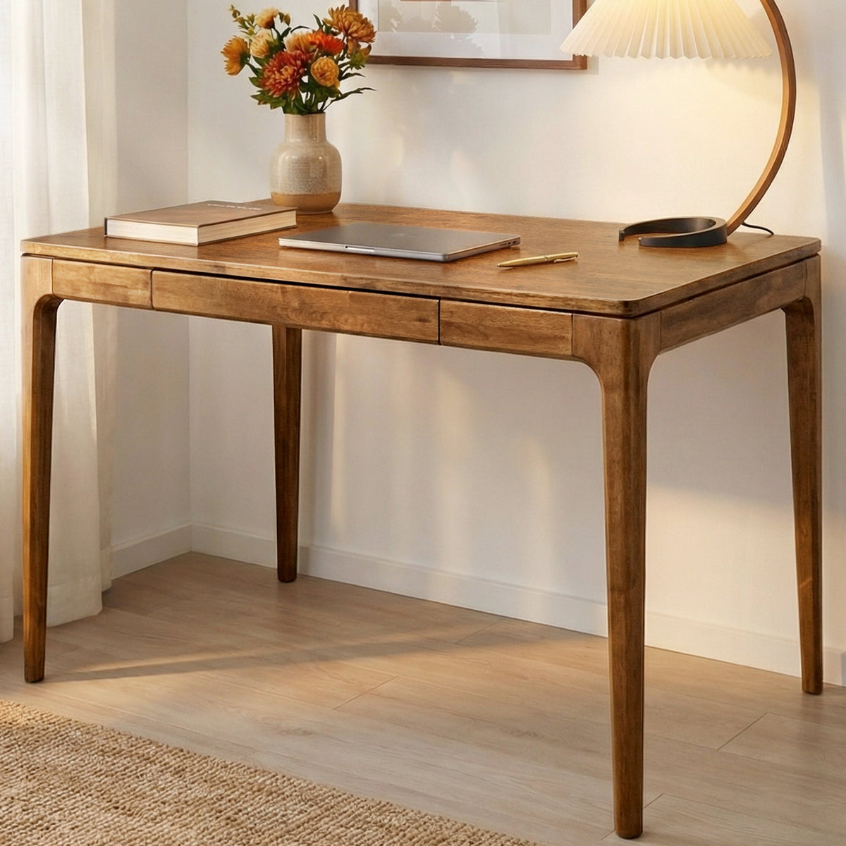 Wilma 48 in Solid Rubber Wood Desk
