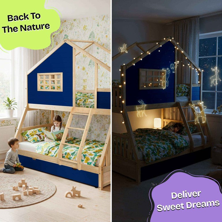 Arozu Treehouse Twin-over-Full Kids' Bunk Bed with Trundle
