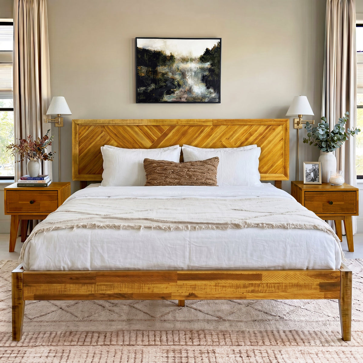 Sierra Deluxe Solid Acacia Wood Bed Frame